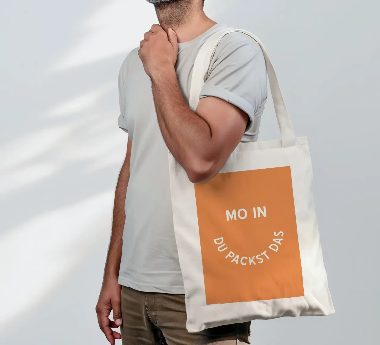 Moin du packst das - Motivation Smiley borsa in juta da pierosvisuals