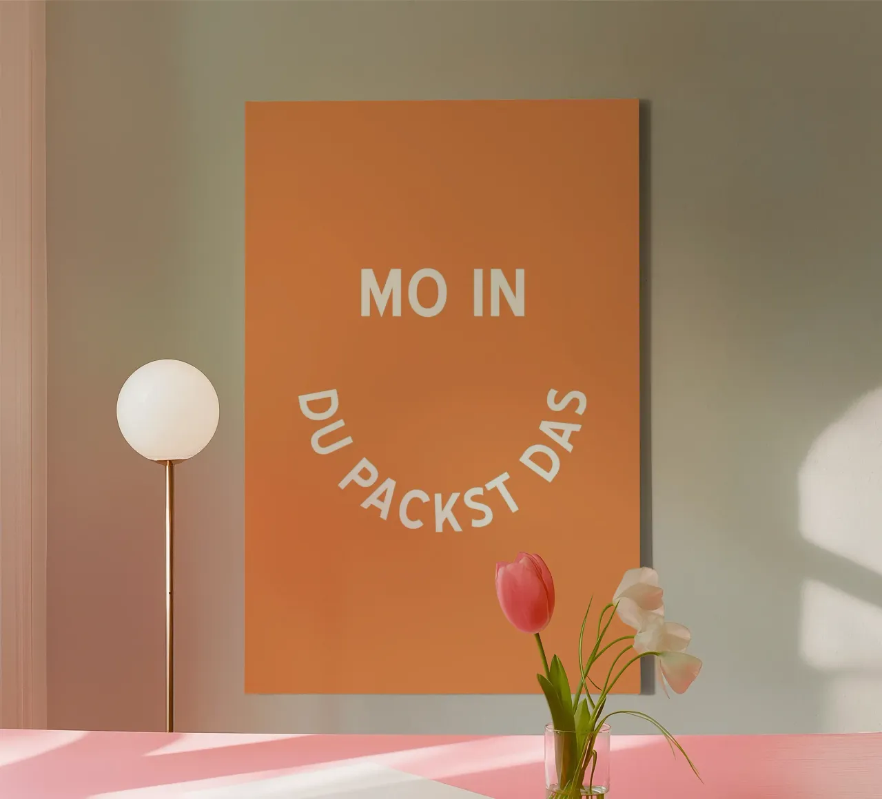 Moin du packst das - Motivation Smiley canvas with Floater frame by pierosvisuals