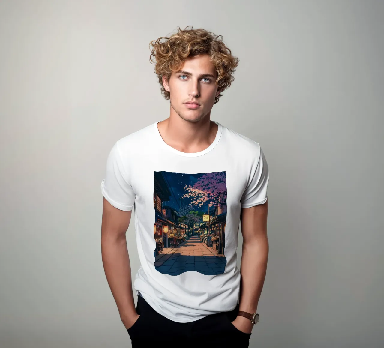 Strada giapponese di notte t-shirt da ekssign