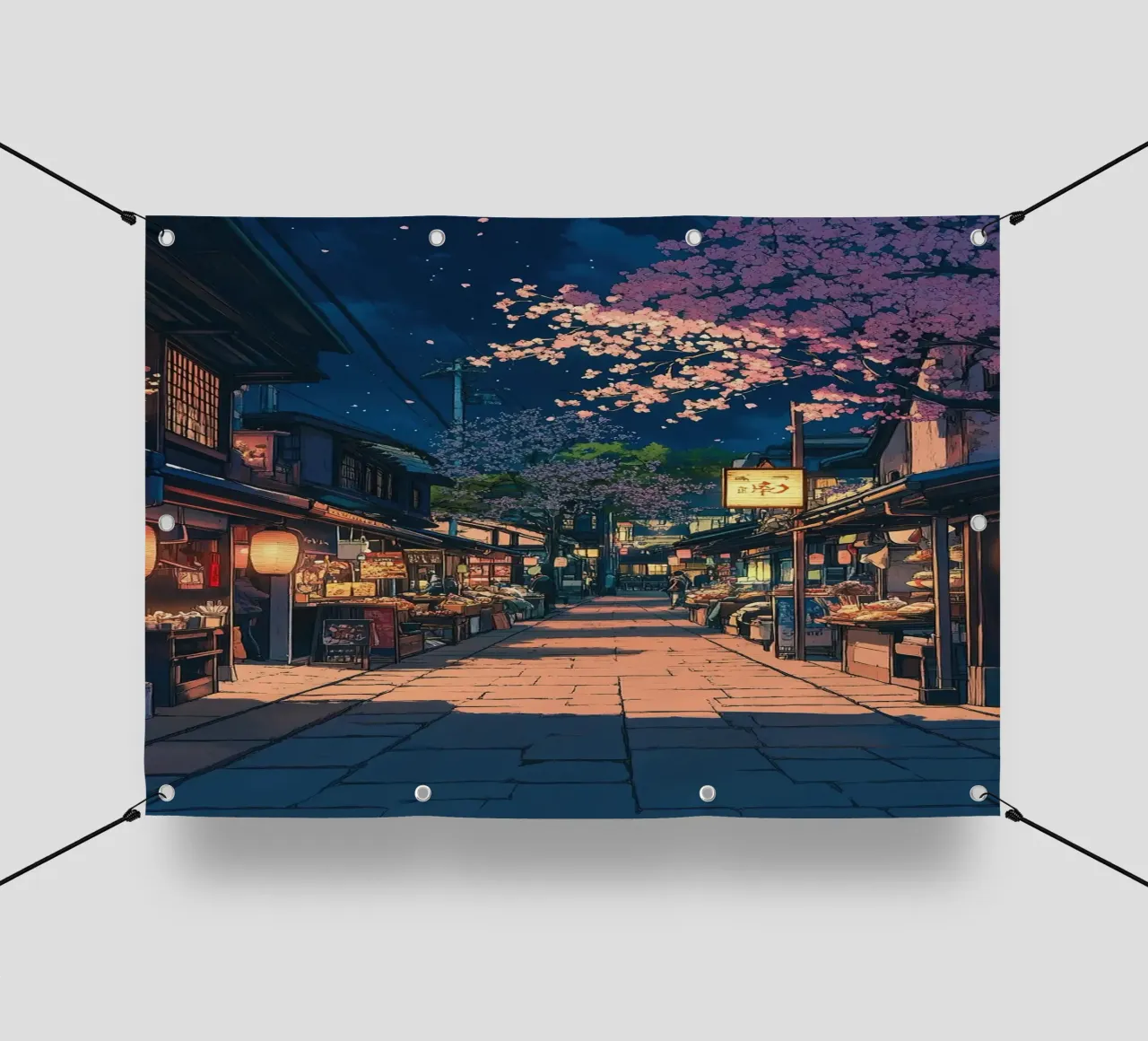 Strada giapponese di notte telo in pvc da ekssign