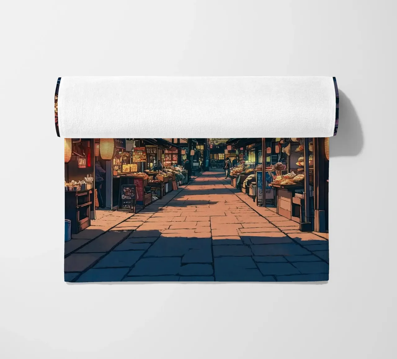 Strada giapponese di notte telo mare da ekssign