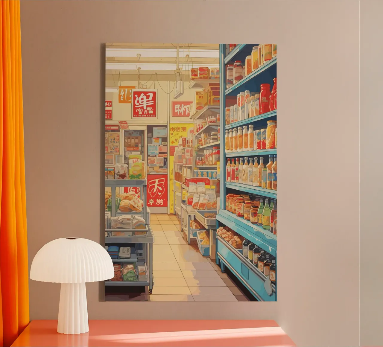 Japanese Supermarket Retro canvas with Floater frame by ekssign