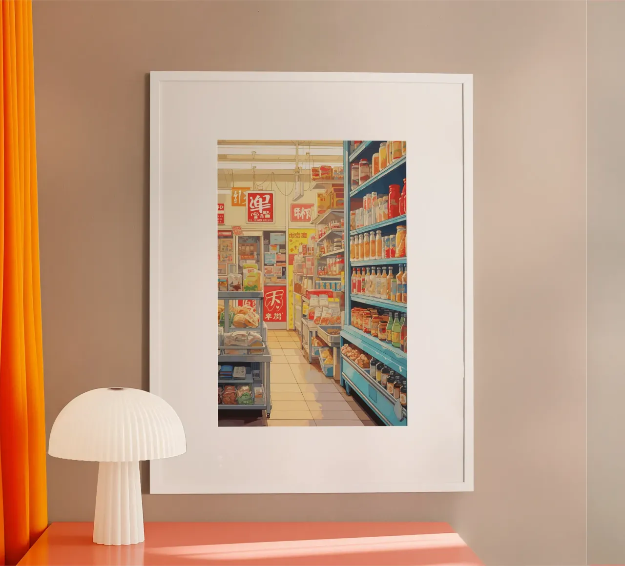 Supermercato giapponese retrò poster con telaio in plastica da ekssign