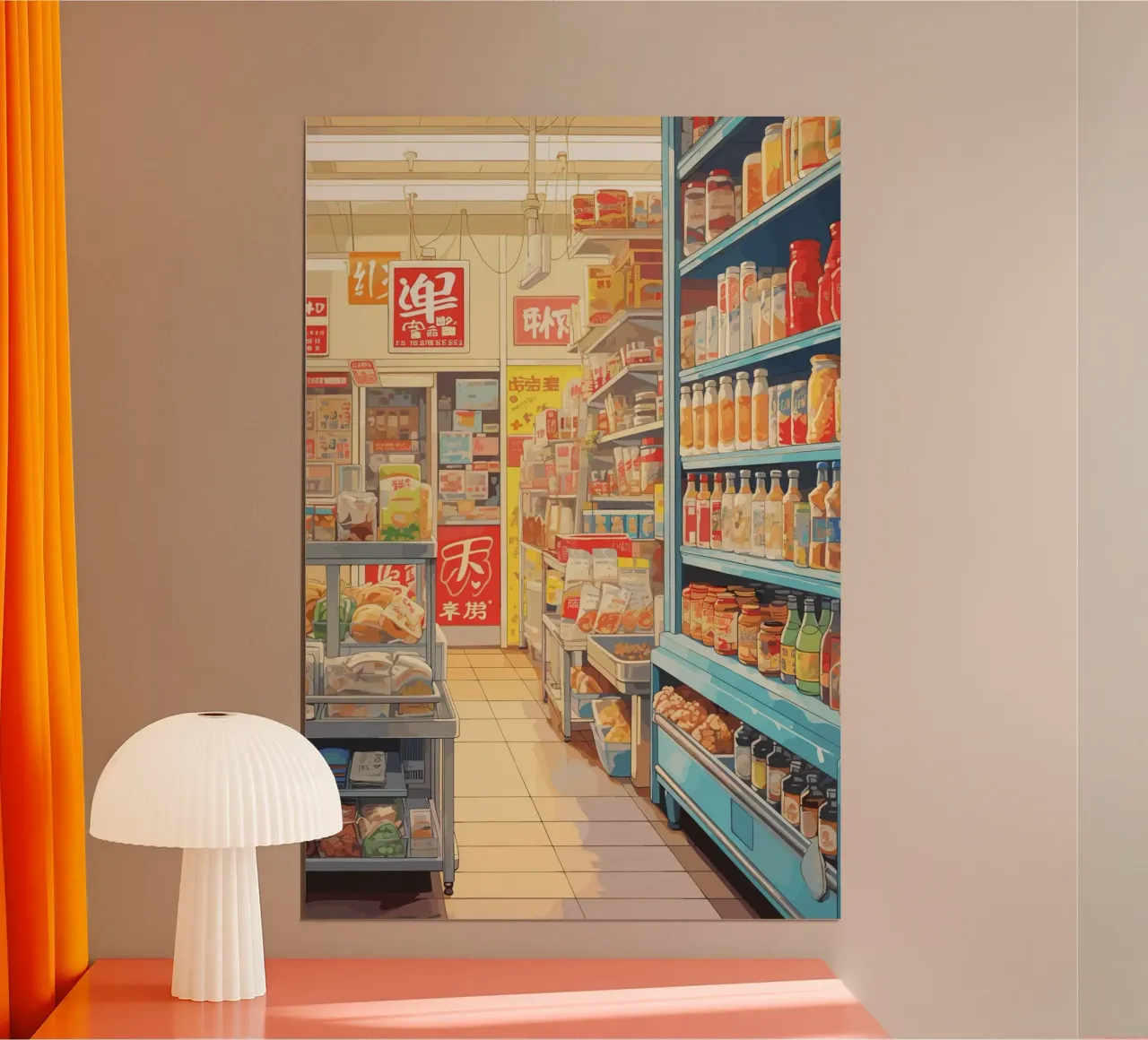 Supermercato giapponese retrò poster con telaio in plastica da ekssign