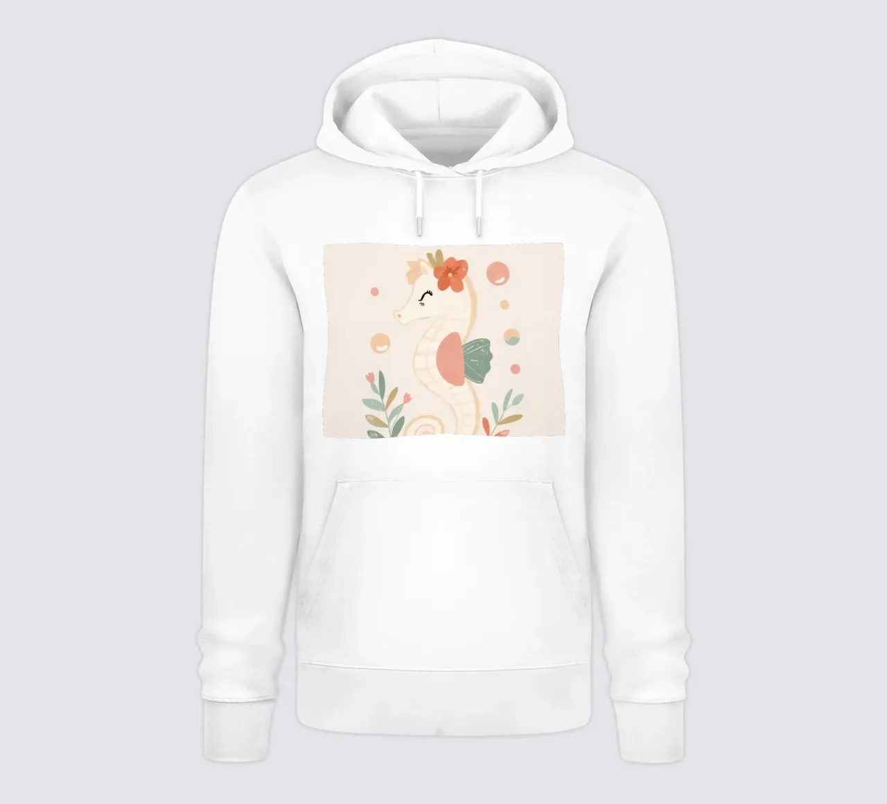 Simpatico cavalluccio marino con fiori e fogliame felpa con cappuccio da DesignDoodle