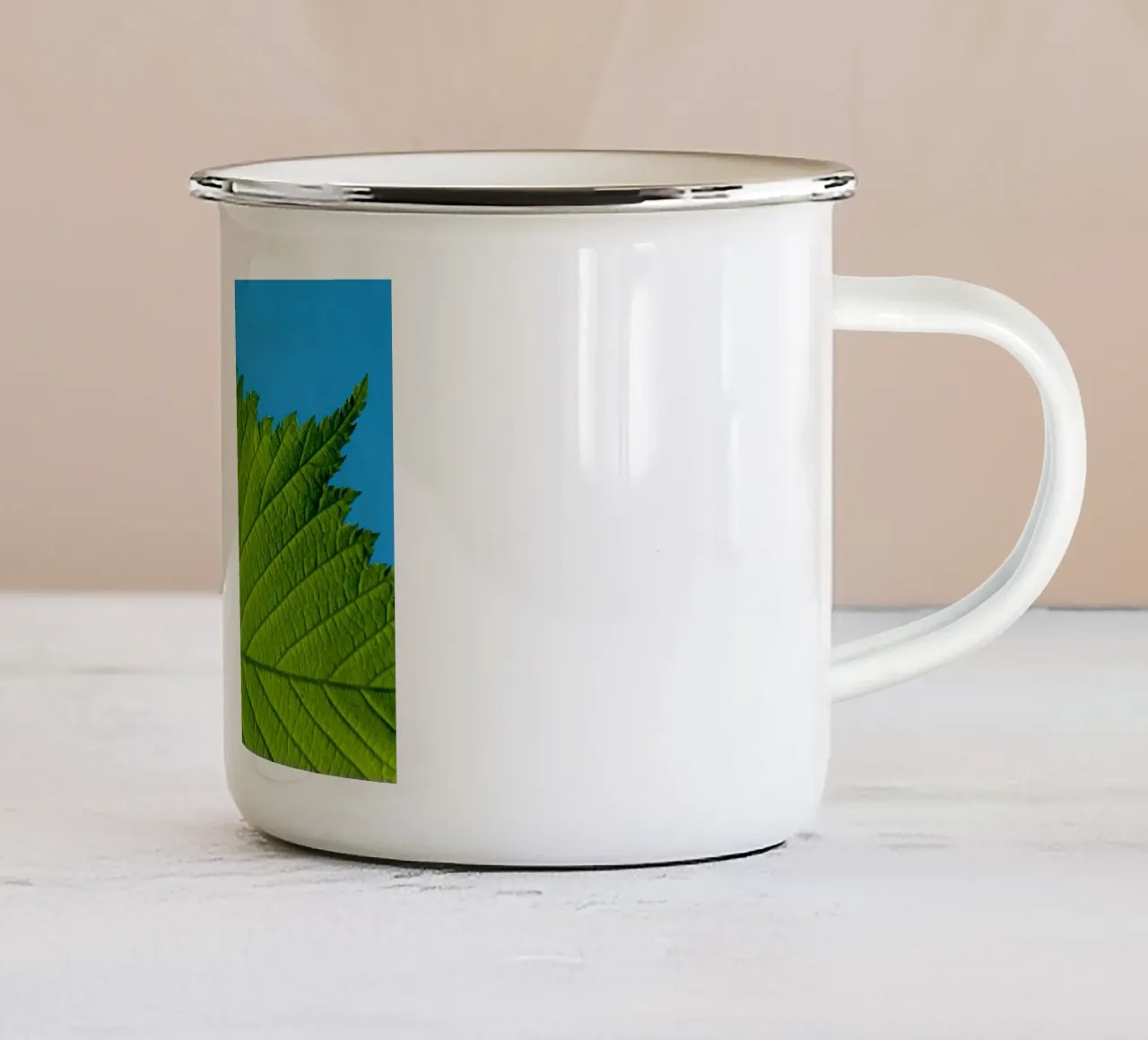 Foglia verde tazza in smalto da anderm