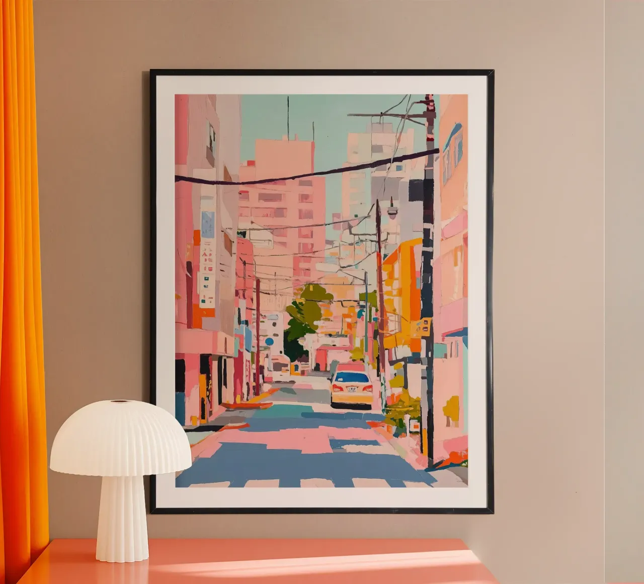 Strade di Kyoto poster con telaio in legno da ekssign