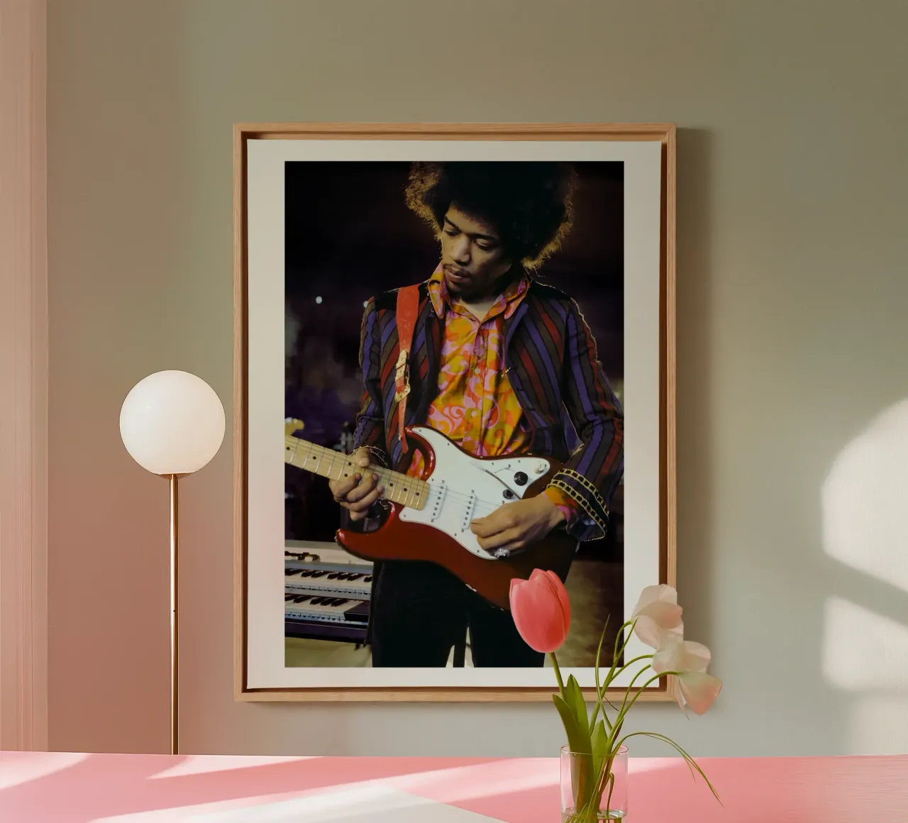 Le leggende della chitarra di Jimi Hendrix tela con Cornice a cassetta da leguesdreams