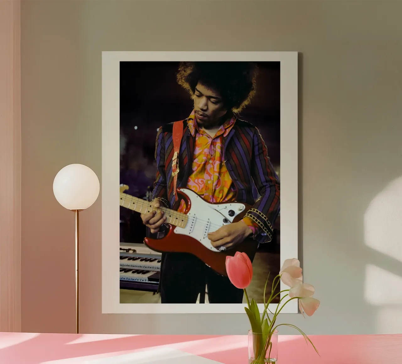 Le leggende della chitarra di Jimi Hendrix tela con Cornice a cassetta da leguesdreams