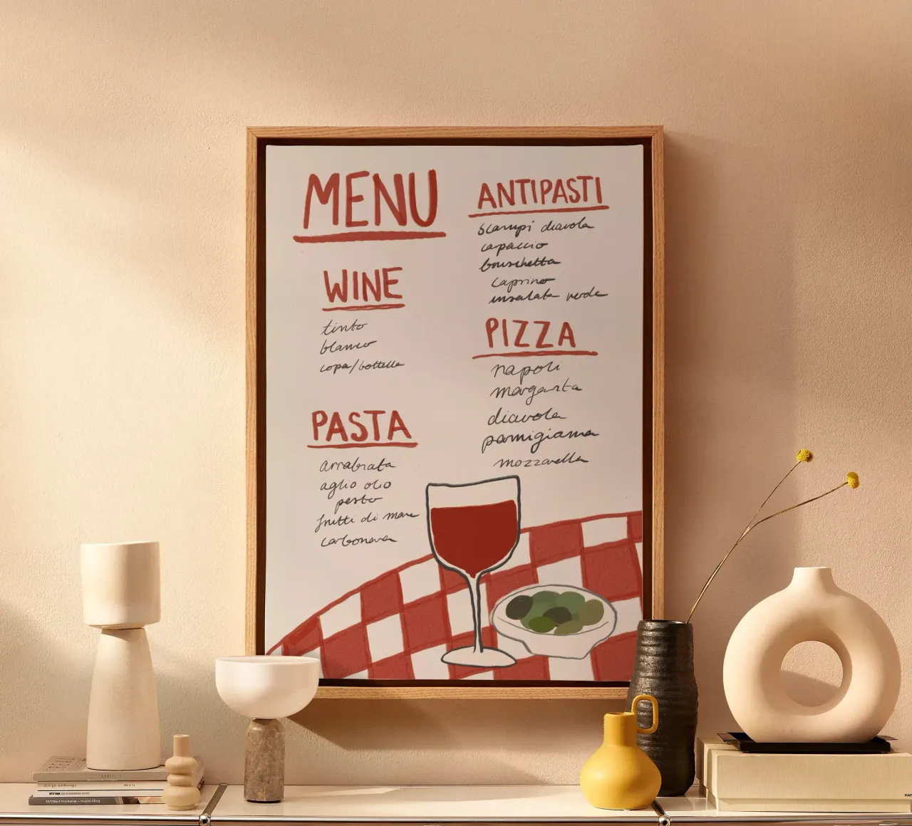 Italiaans Menu canvas met Baklijst van Athene Fritsch