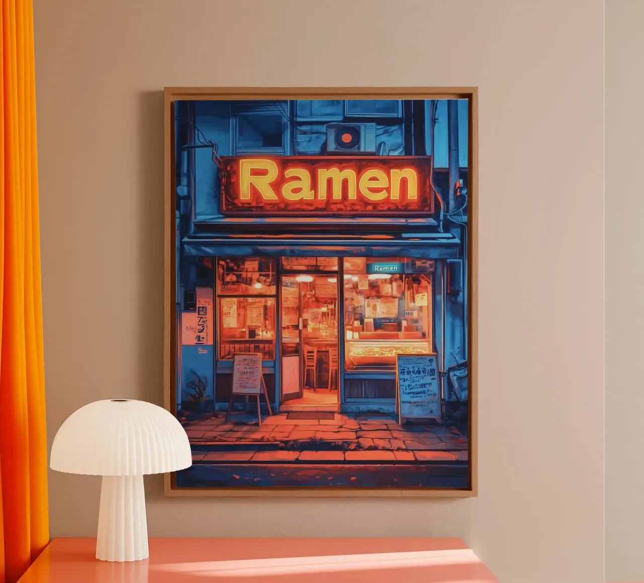 Ramen Cyberpunk Anime tela con Cornice a cassetta da ekssign