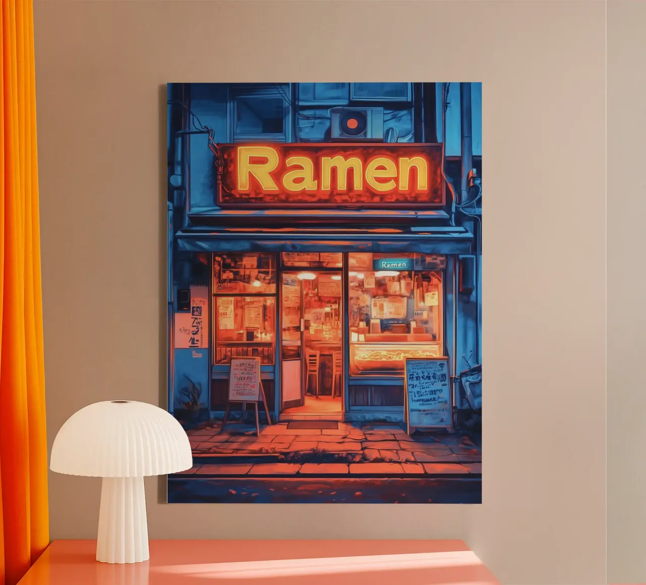 Ramen Cyberpunk Anime tela con Cornice a cassetta da ekssign