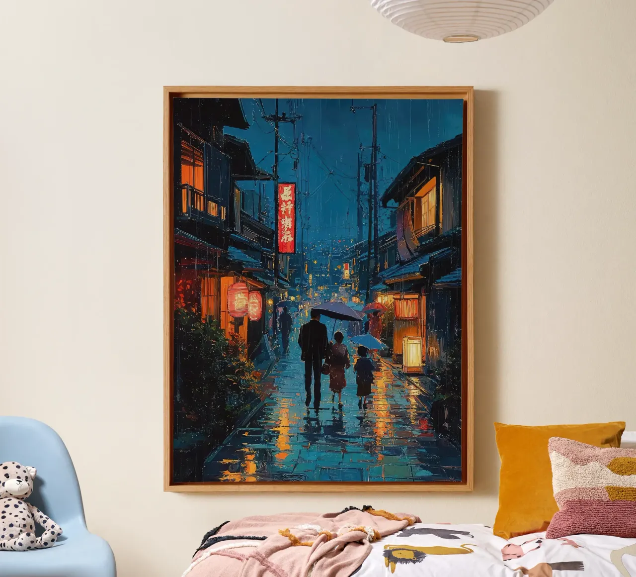 Tokio Theehuis Japans Gezin canvas met Baklijst van ekssign