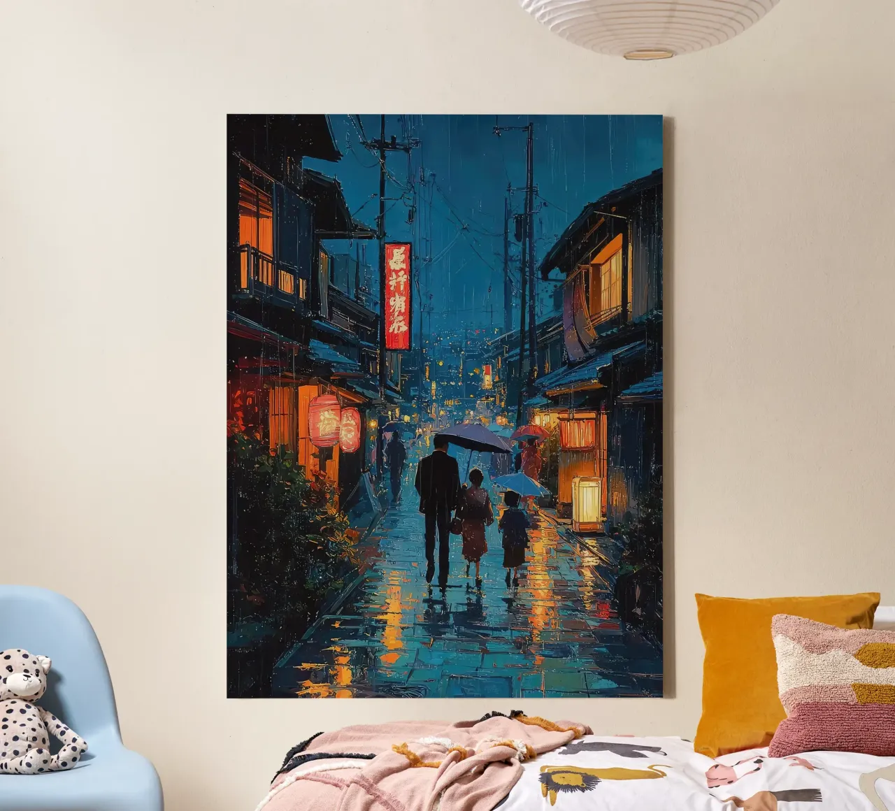 Tokio Theehuis Japans Gezin canvas met Baklijst van ekssign