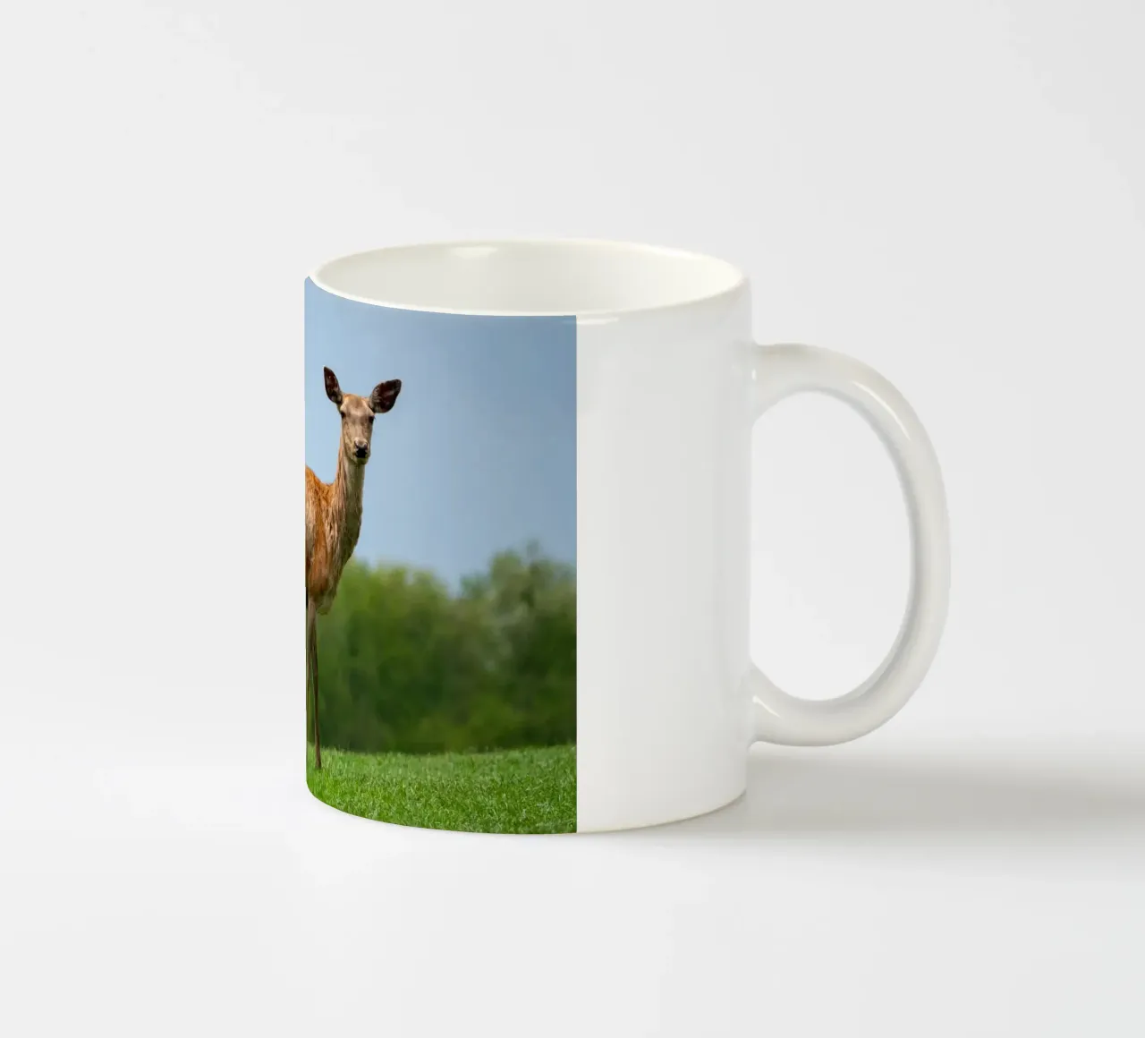 Capriolo sull'erba tazza in ceramica da anderm