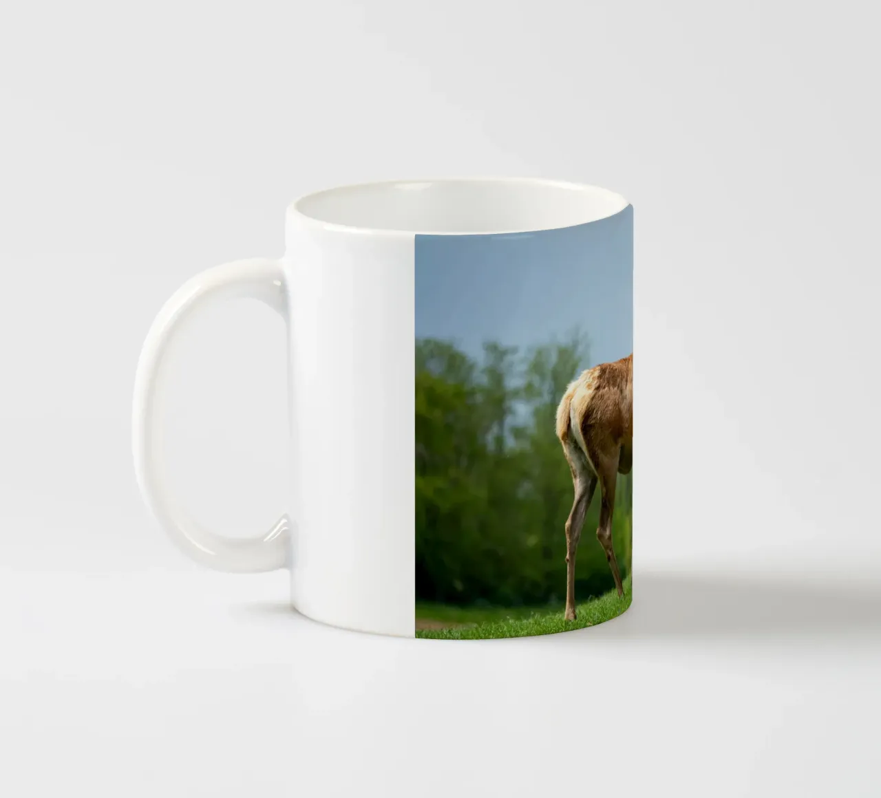 Capriolo sull'erba tazza in ceramica da anderm