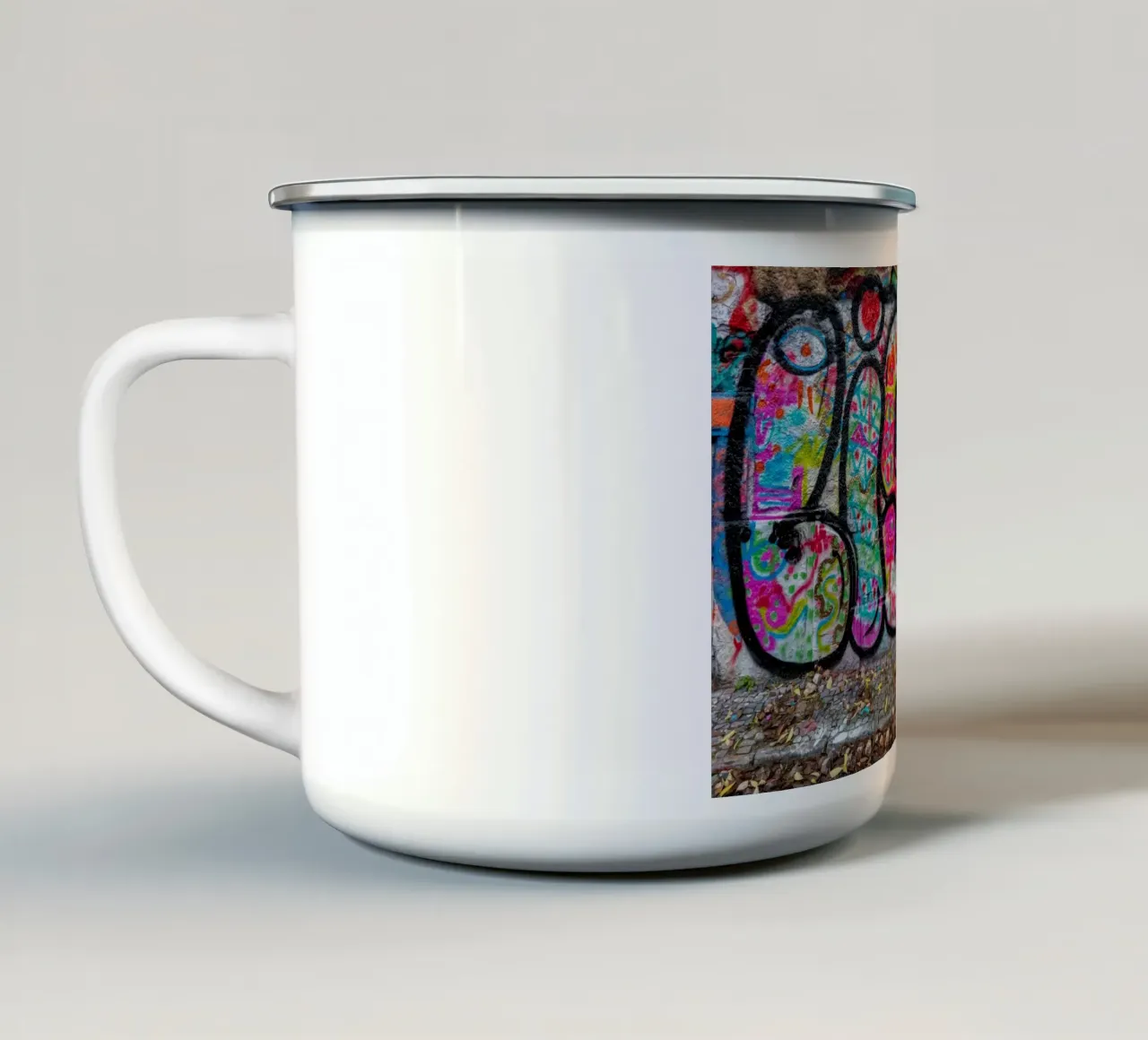 Lisboa graffiti tazza in smalto da anderm