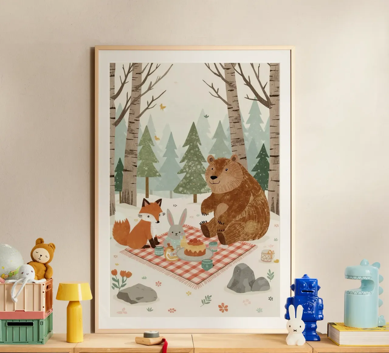 Animali carini che fanno un picnic nella foresta poster da DesignDoodle