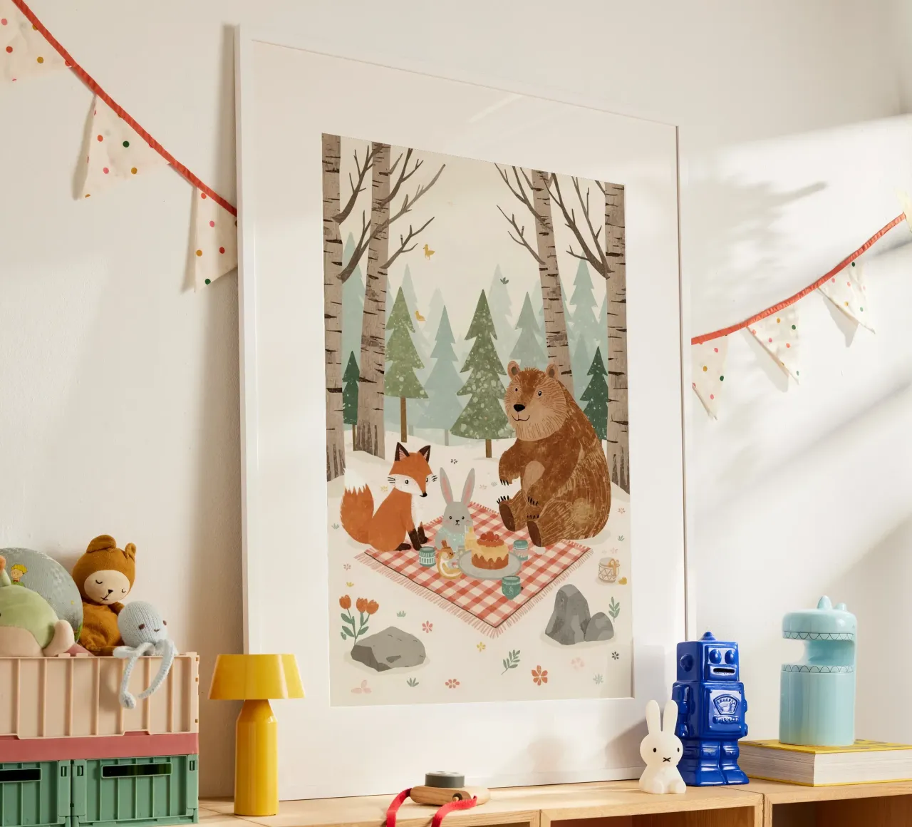 Animali carini che fanno un picnic nella foresta poster da DesignDoodle