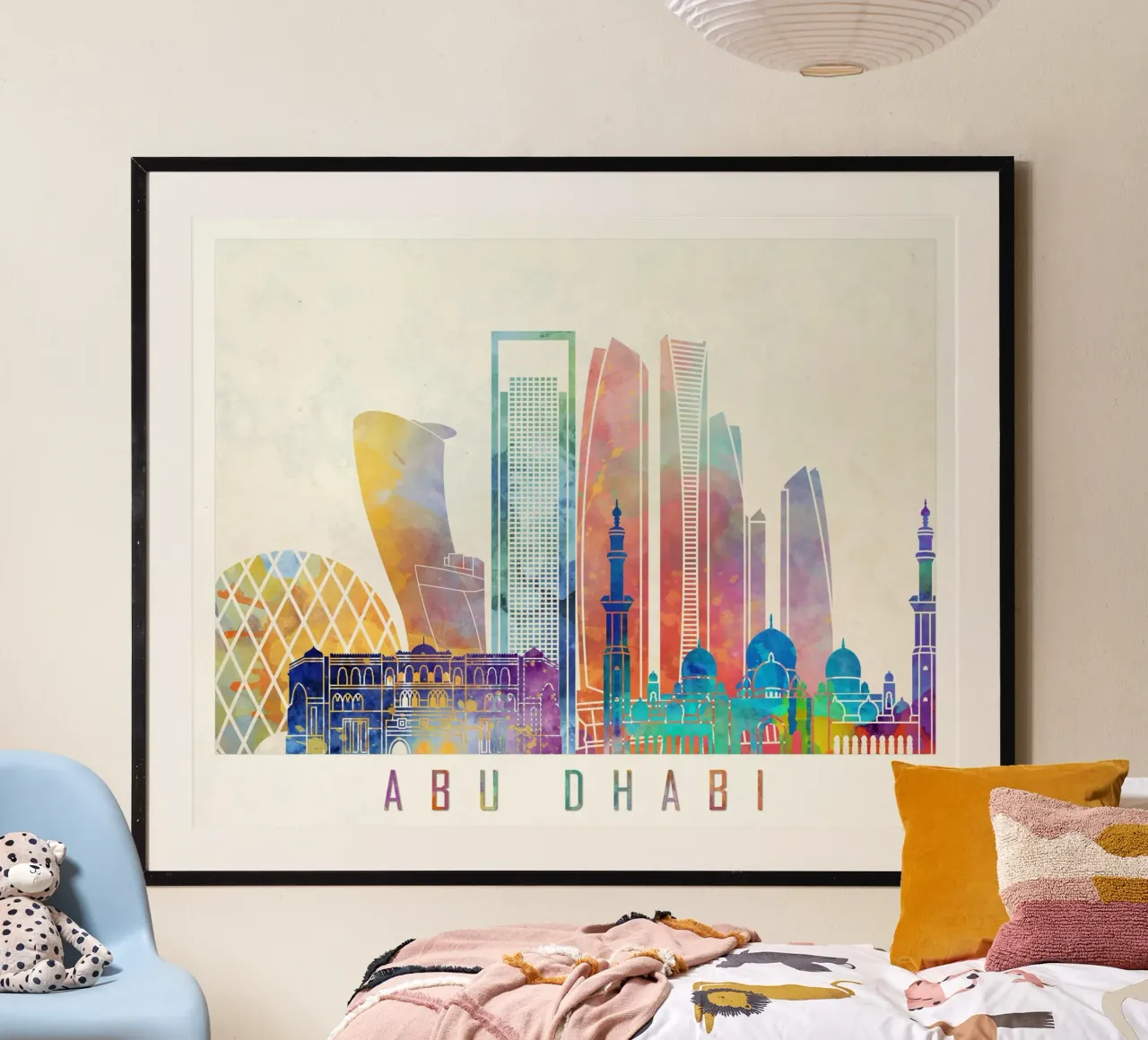 Lo skyline di Abu Dhabi poster con telaio in plastica da 🎨 Point and Art