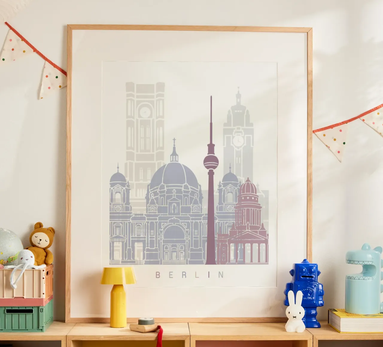 Lo skyline di Berlino poster con telaio in legno da 🎨 Point and Art