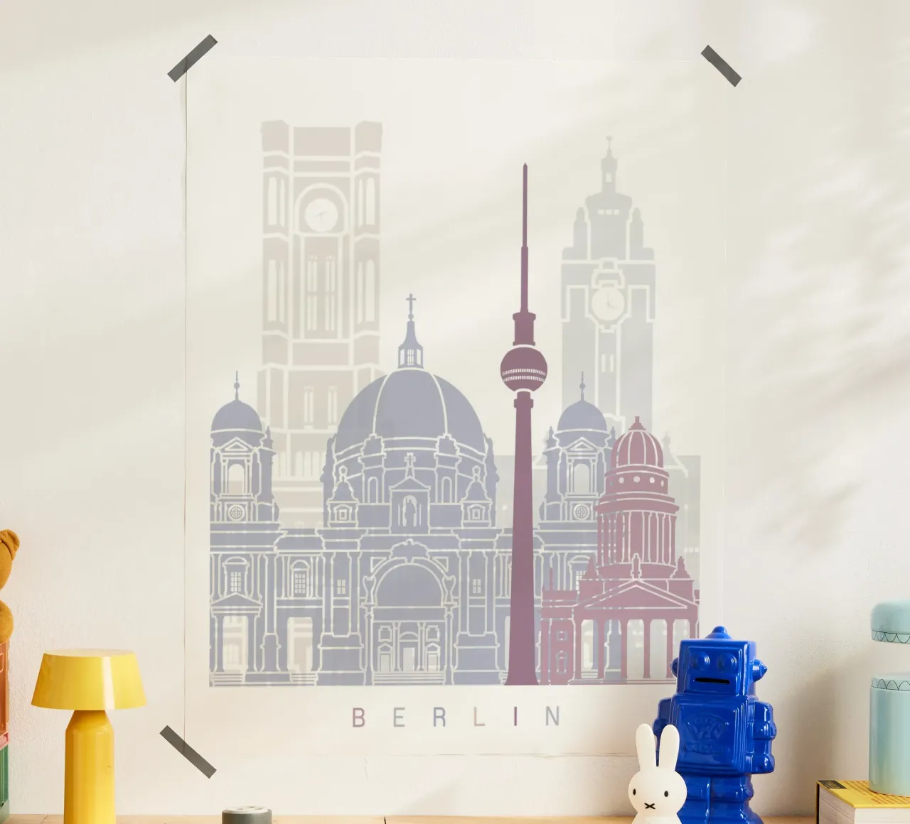 Lo skyline di Berlino poster con telaio in legno da 🎨 Point and Art