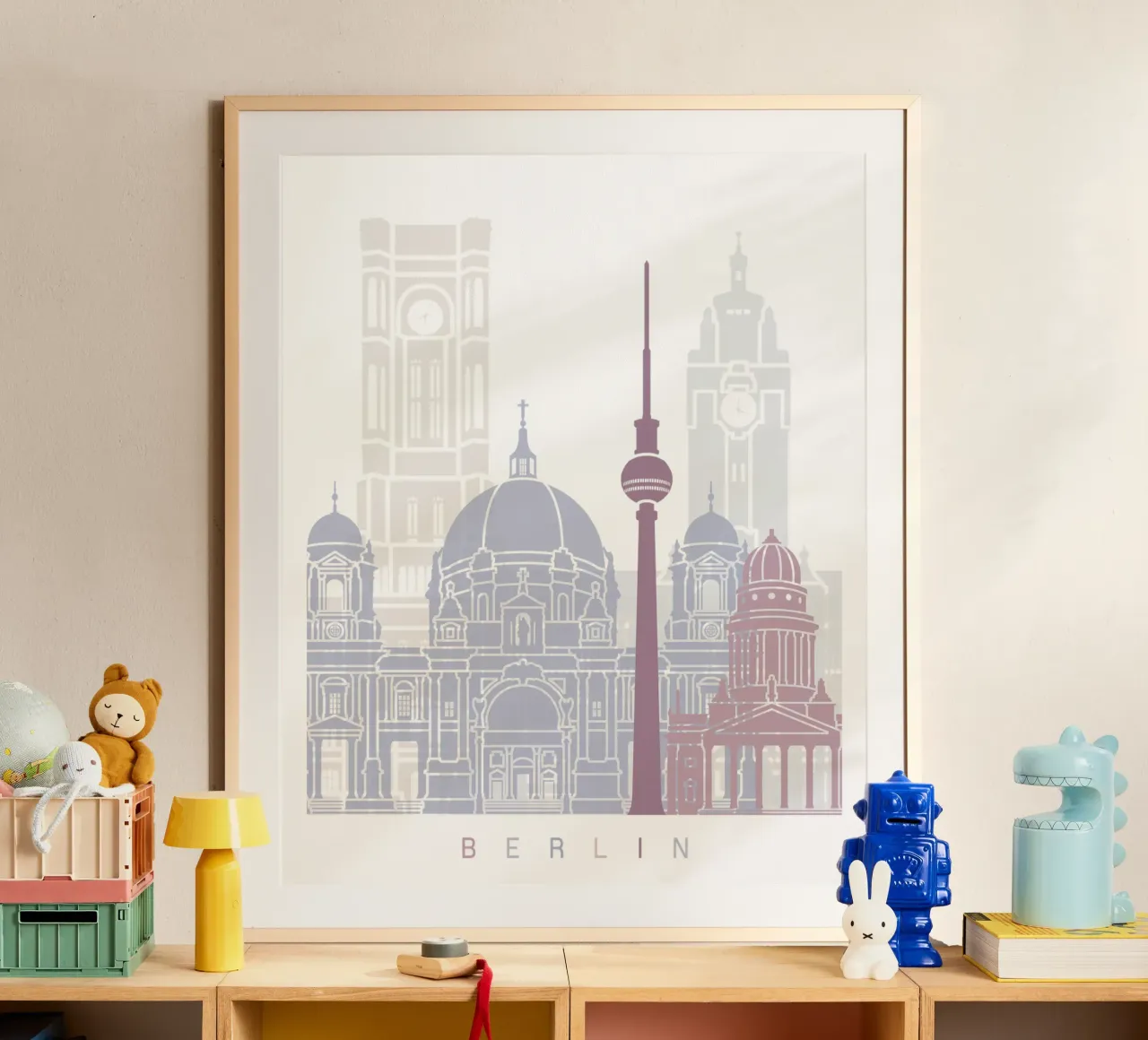 Lo skyline di Berlino poster con telaio in legno da 🎨 Point and Art