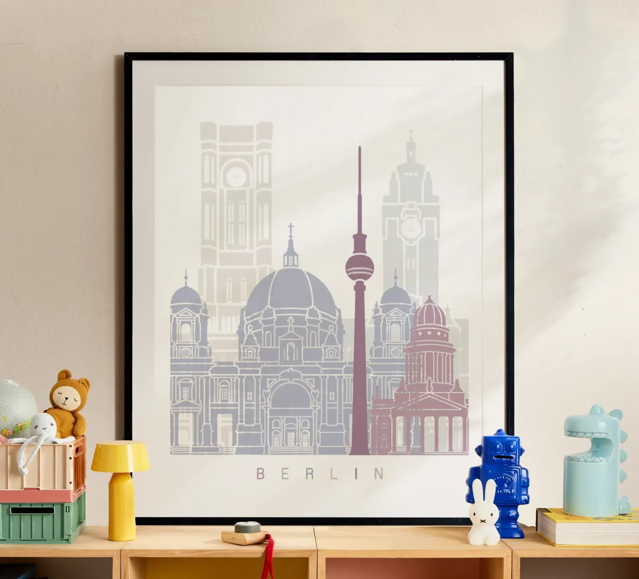 Lo skyline di Berlino poster con telaio in legno da 🎨 Point and Art