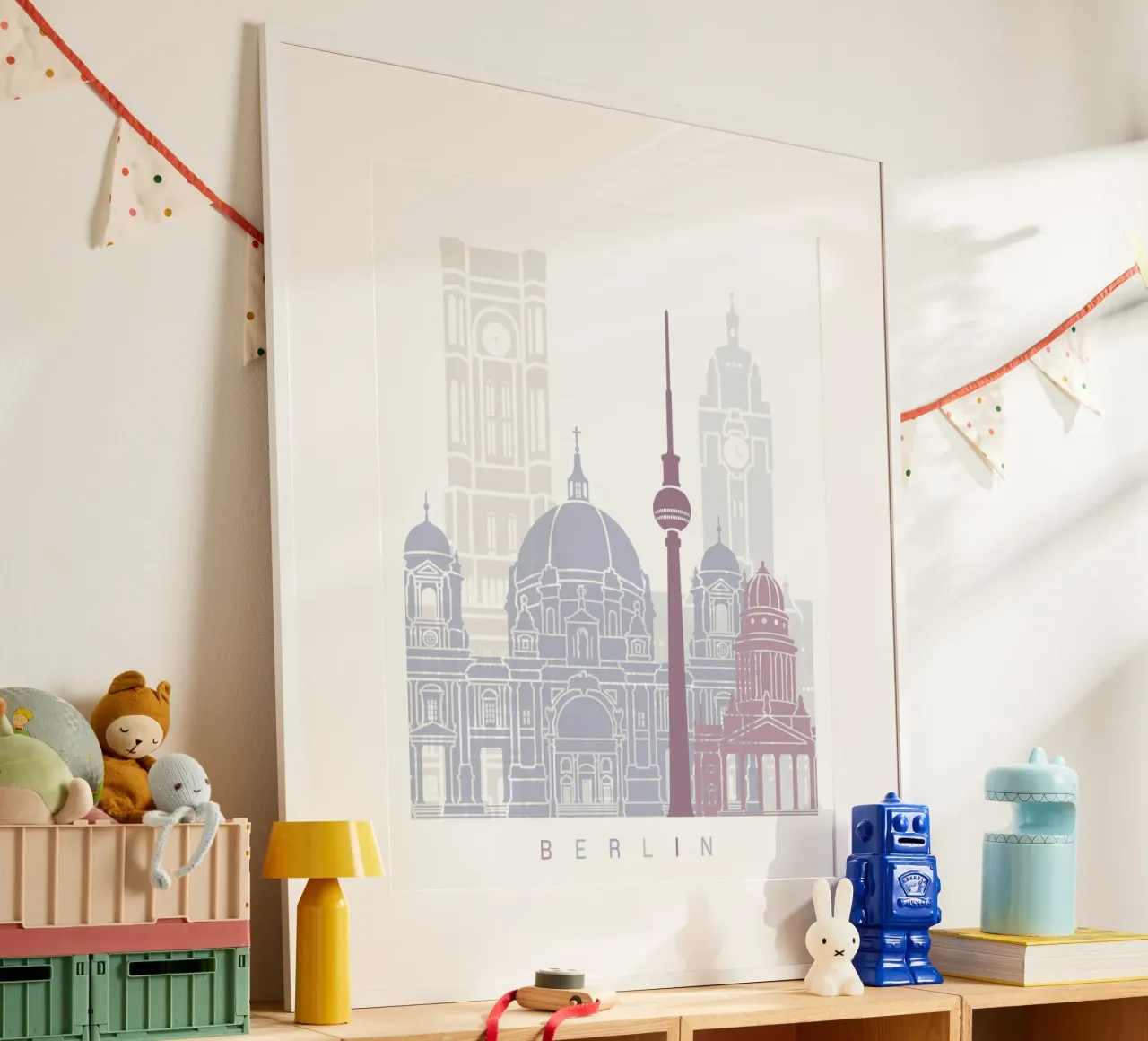 Lo skyline di Berlino poster con telaio in legno da 🎨 Point and Art