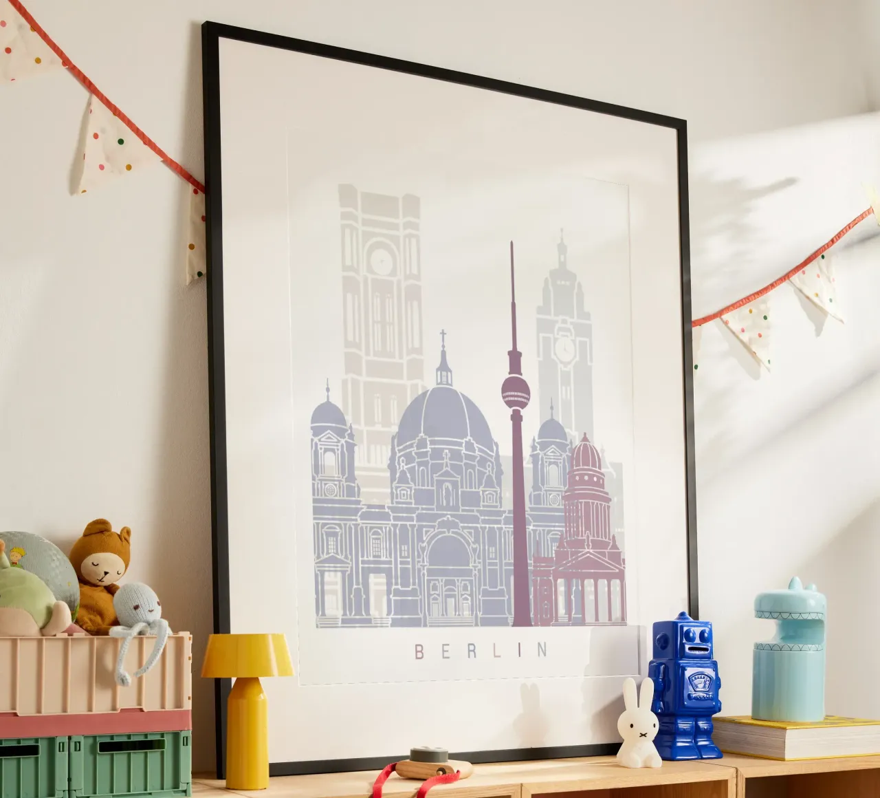Lo skyline di Berlino poster con telaio in legno da 🎨 Point and Art