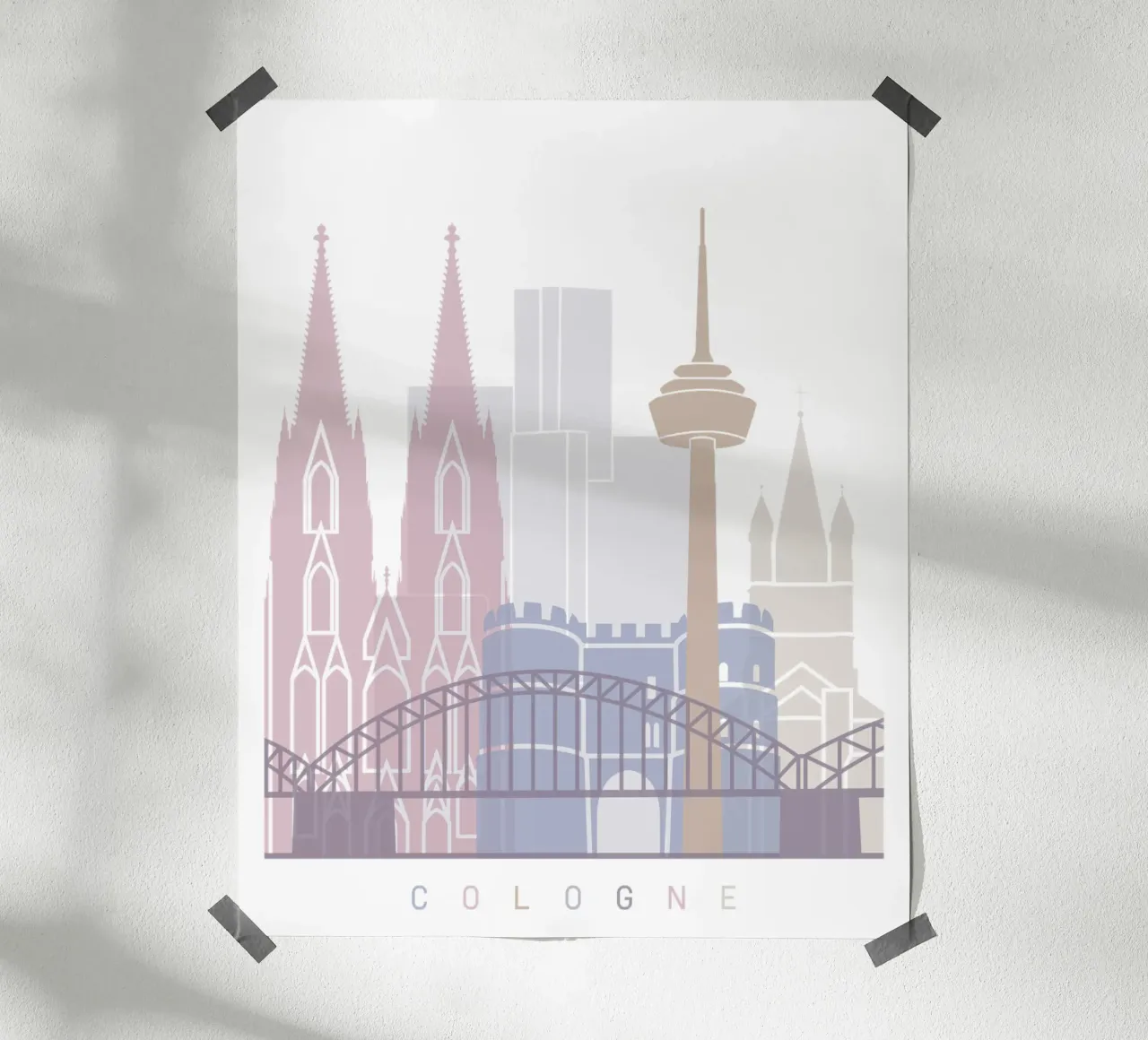 Lo skyline di Colonia poster con telaio in legno da 🎨 Point and Art