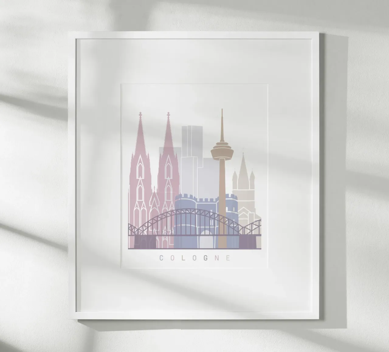 Lo skyline di Colonia poster con telaio in legno da 🎨 Point and Art