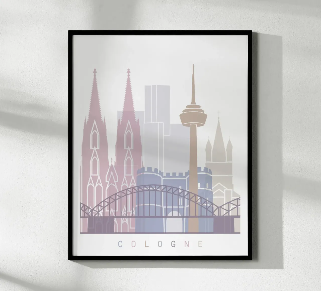 Lo skyline di Colonia poster con telaio in legno da 🎨 Point and Art
