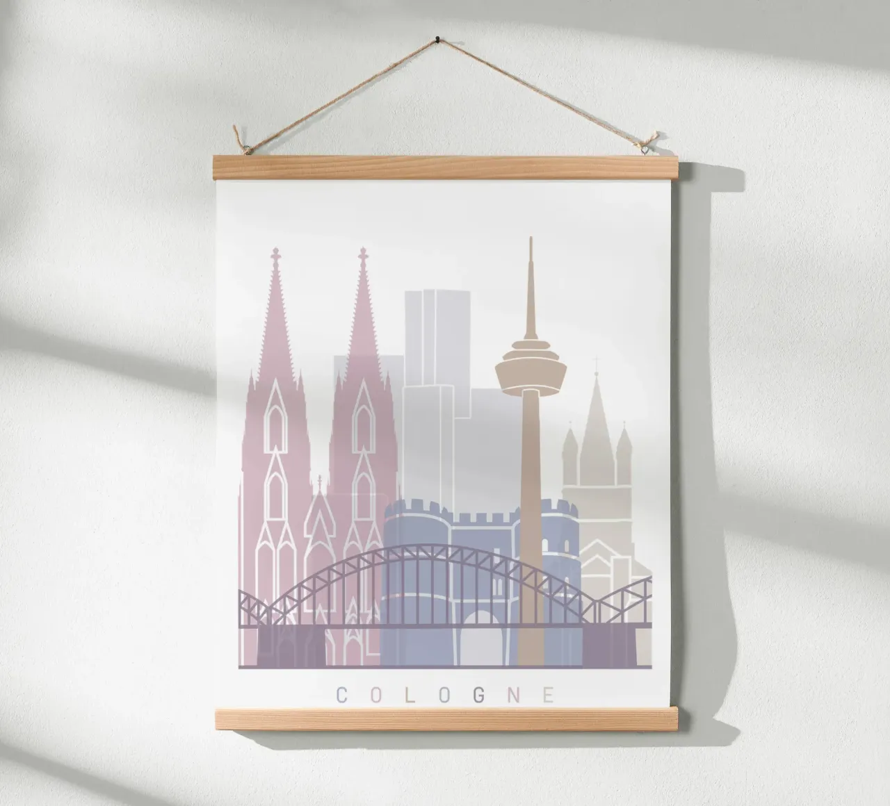 Lo skyline di Colonia poster con telaio in legno da 🎨 Point and Art