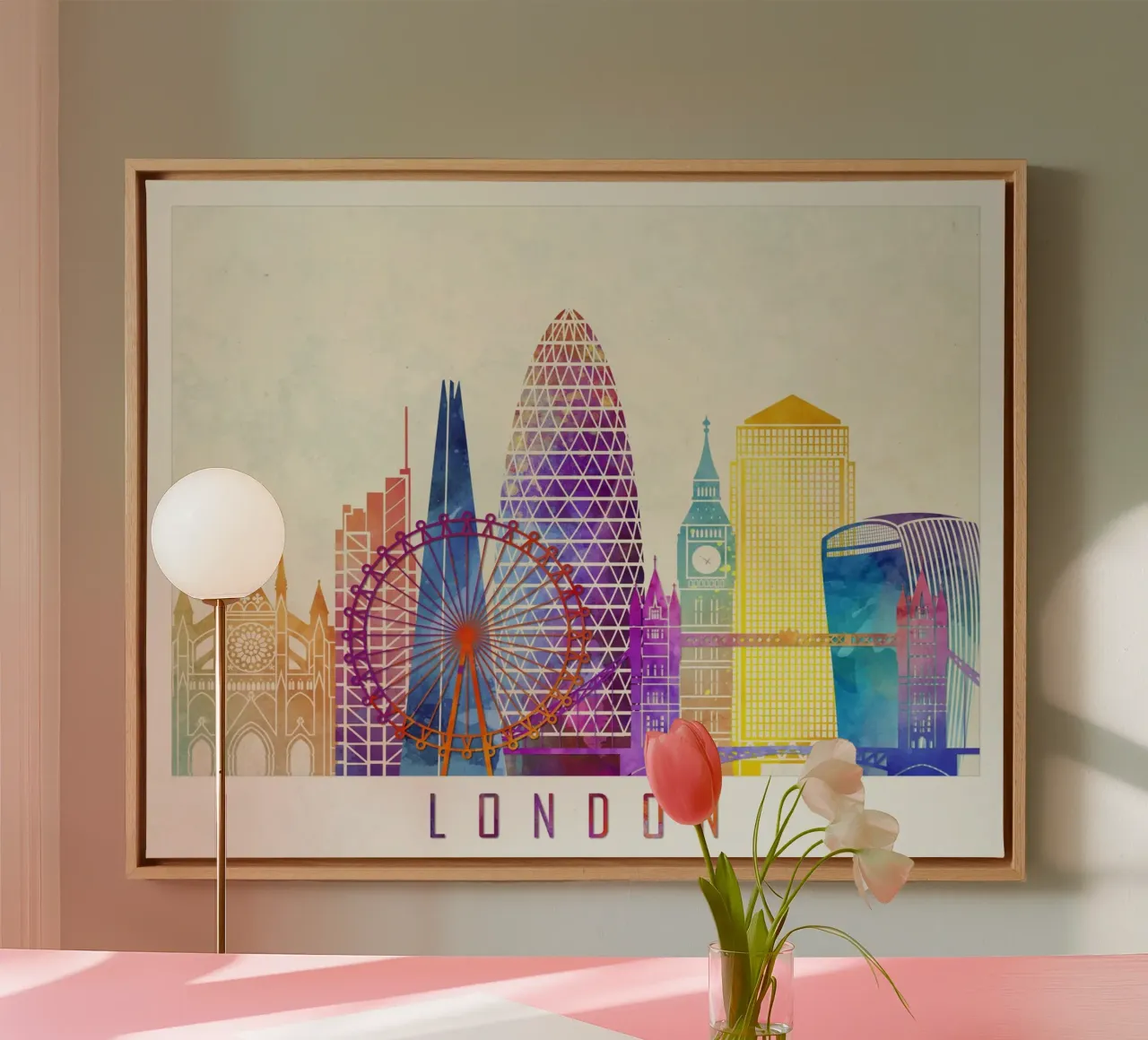 London Skyline canvas with Floater frame by 🎨 Point and Art