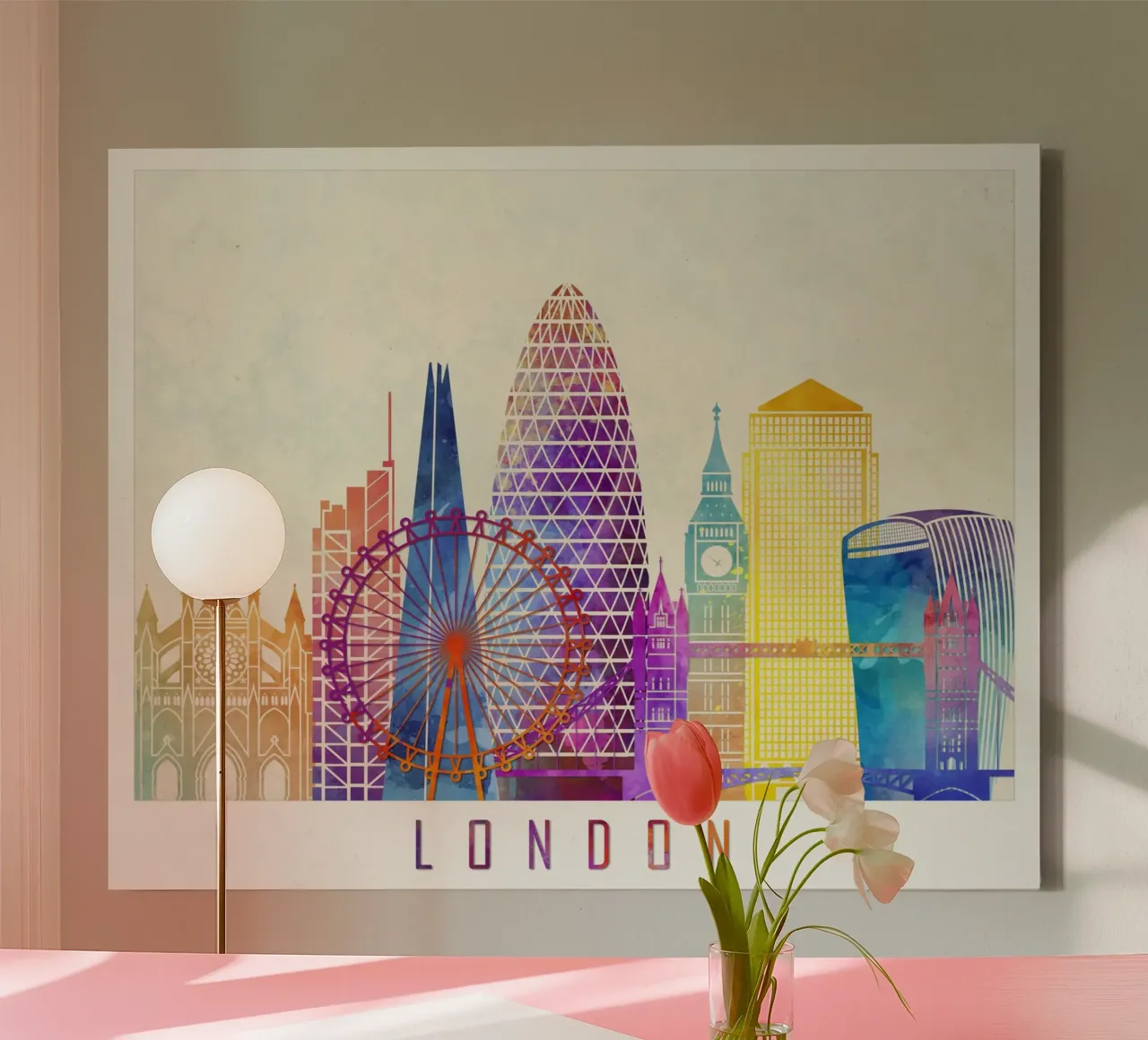 London Skyline canvas with Floater frame by 🎨 Point and Art