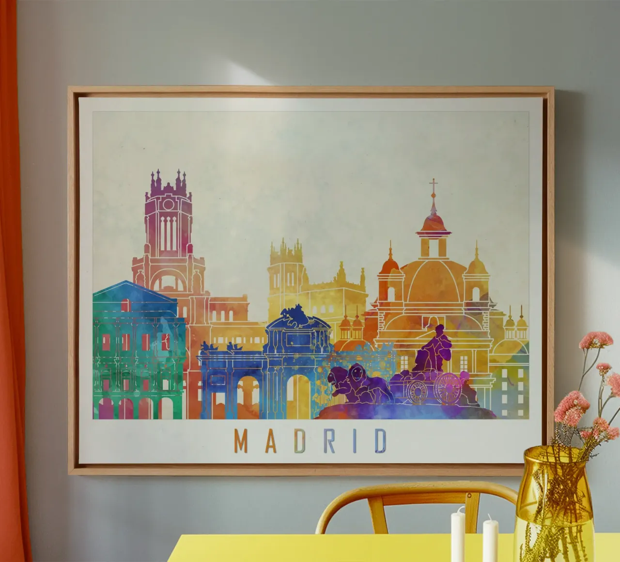Lo skyline di Madrid tela con Cornice a cassetta da 🎨 Point and Art