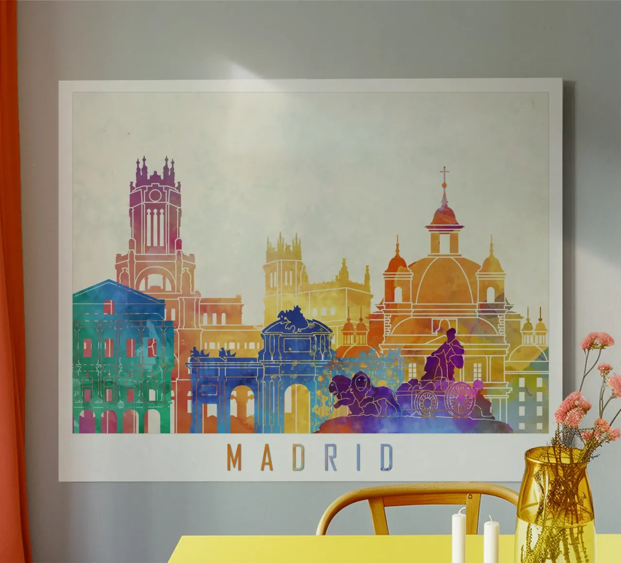 Lo skyline di Madrid tela con Cornice a cassetta da 🎨 Point and Art