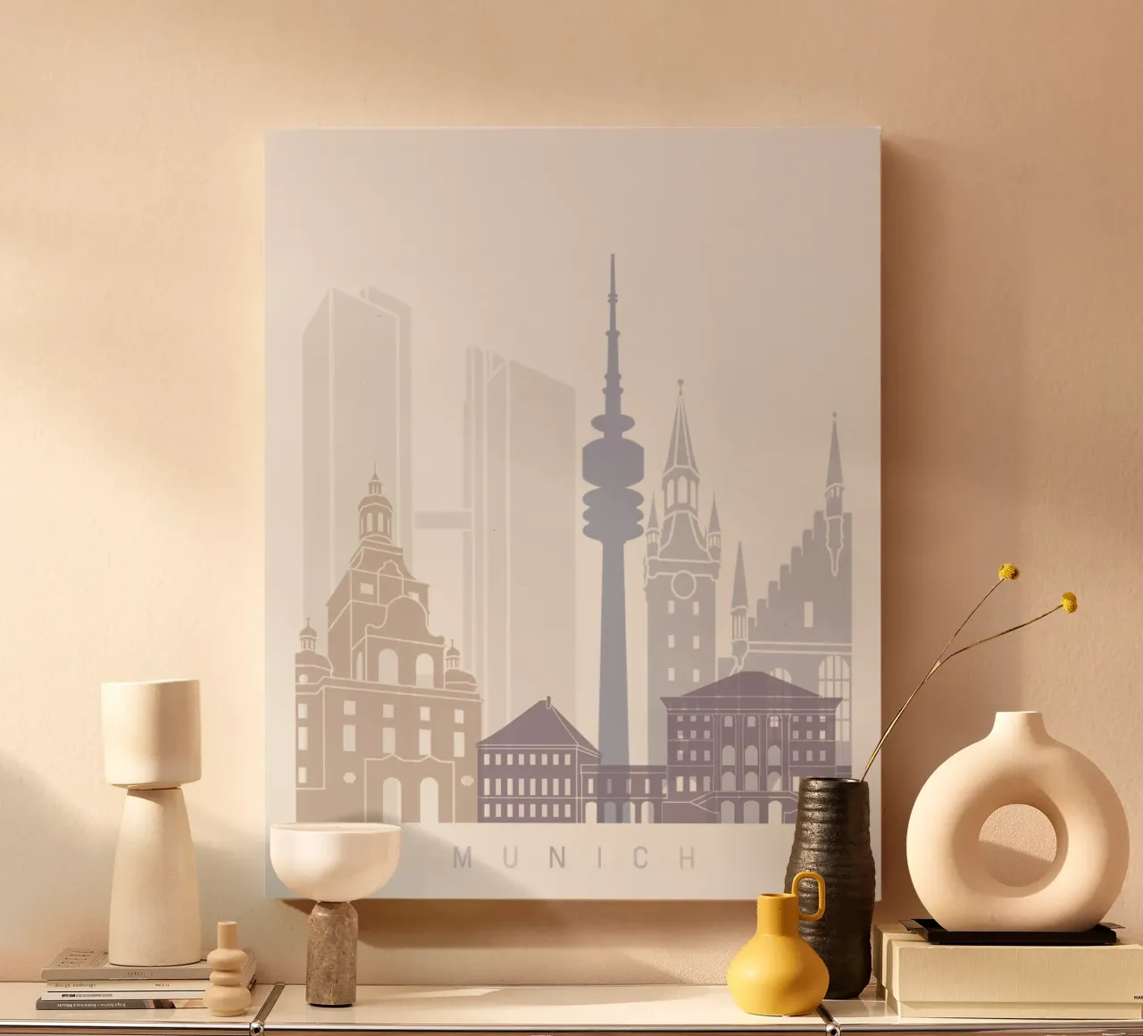 Lo skyline di Monaco tela con Cornice a cassetta da 🎨 Point and Art
