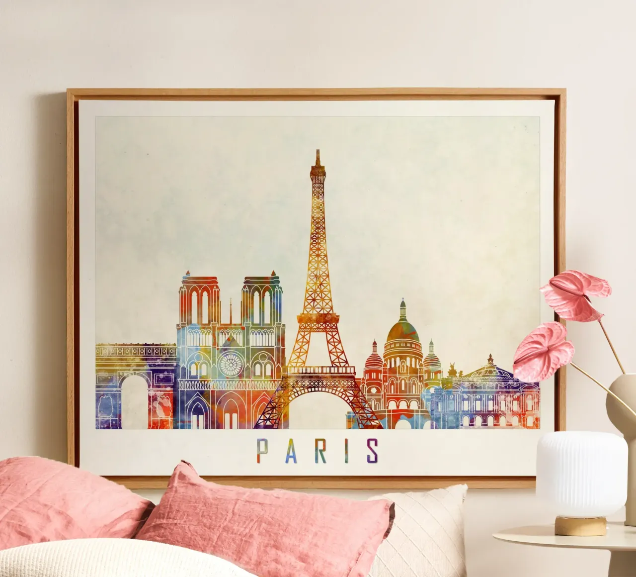 Paris skyline canvas with Floater frame by 🎨 Point and Art