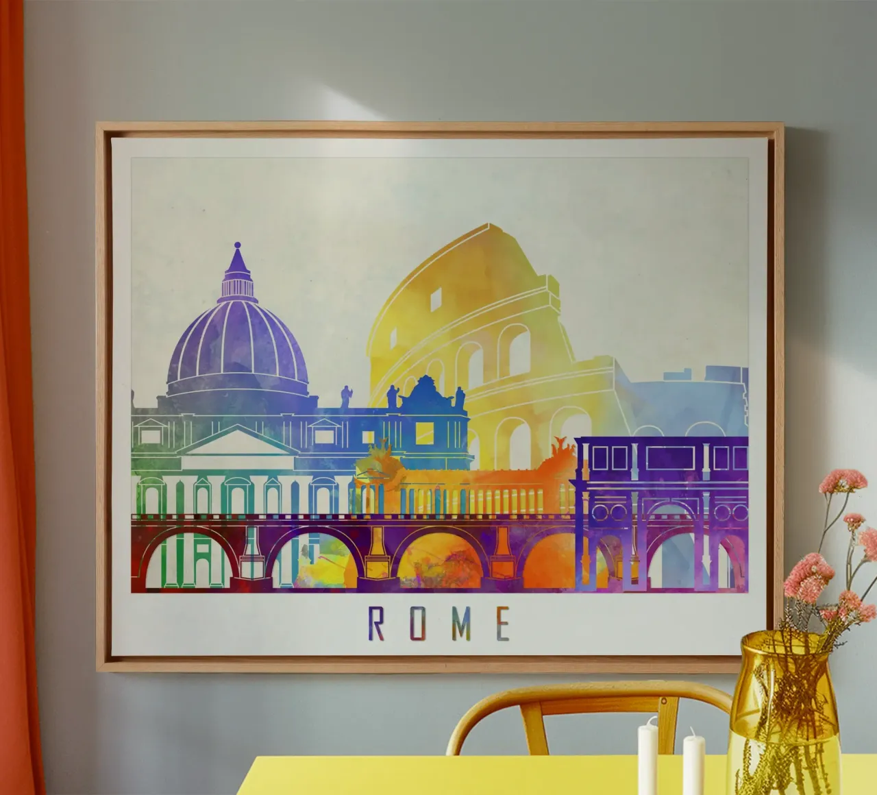 Lo skyline di Roma tela con Cornice a cassetta da 🎨 Point and Art