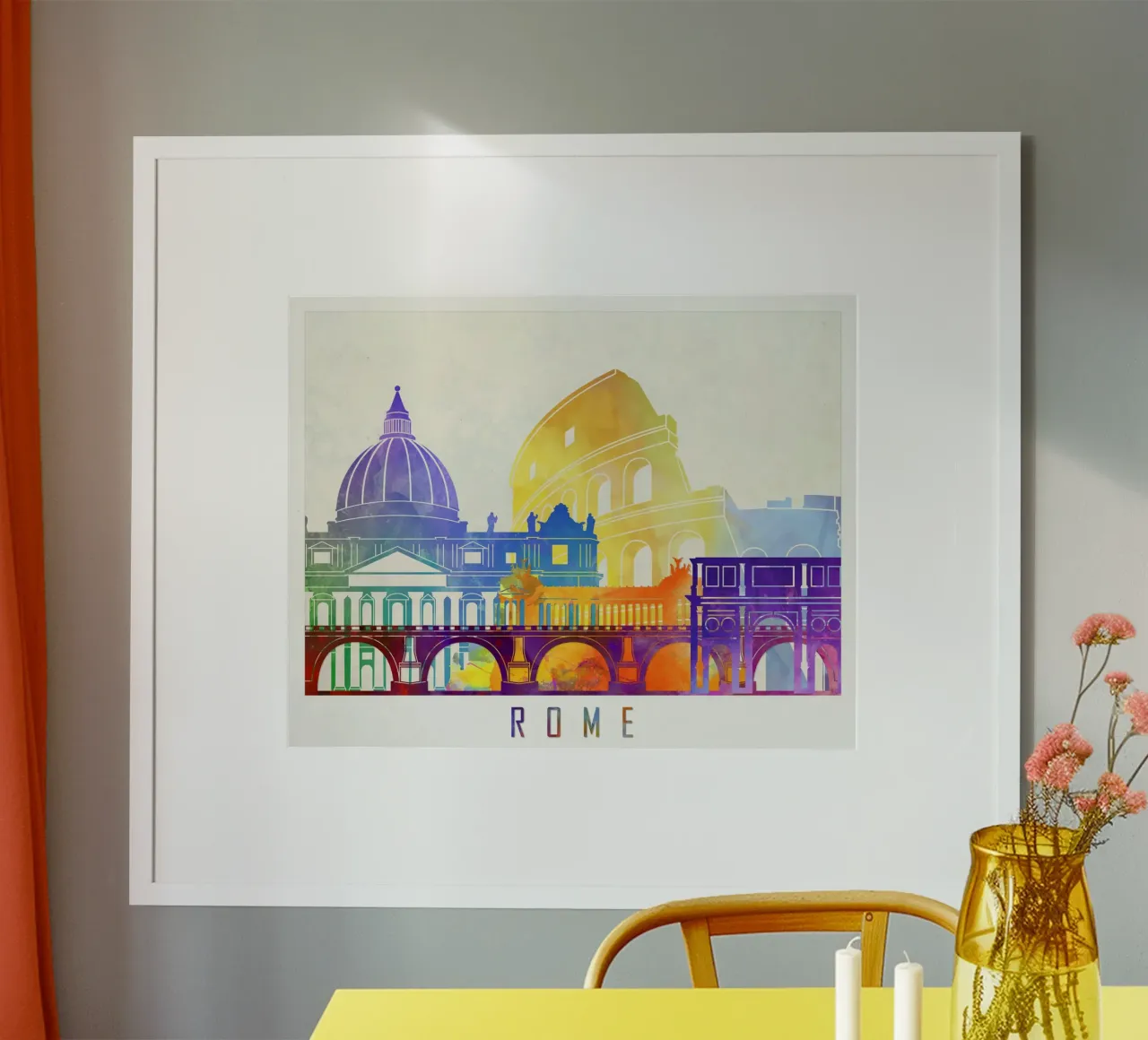 Lo skyline di Roma poster con telaio in legno da 🎨 Point and Art
