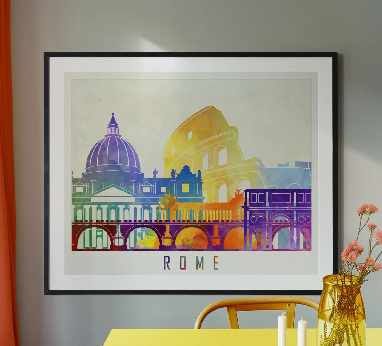 Lo skyline di Roma poster con telaio in legno da 🎨 Point and Art