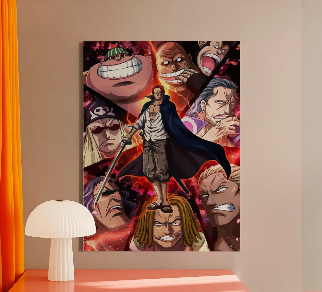 Akagami pirates One Piece tela con Cornice a cassetta da Dumery Art