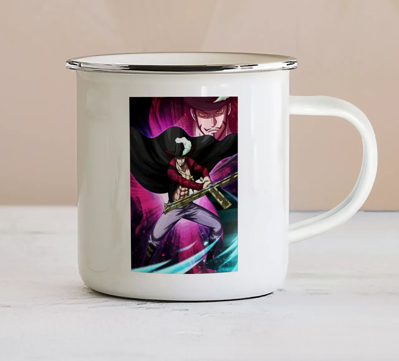 Black Mihawk One Piece tazza in smalto da Dumery Art
