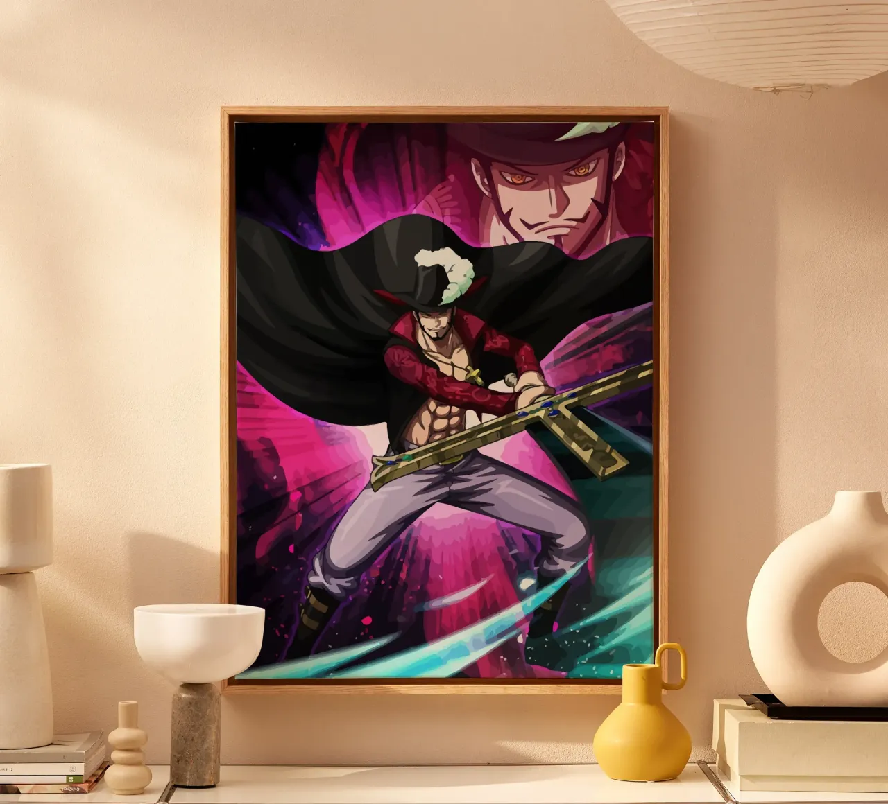 Black Mihawk One Piece canvas with Floater frame by Dumery Art