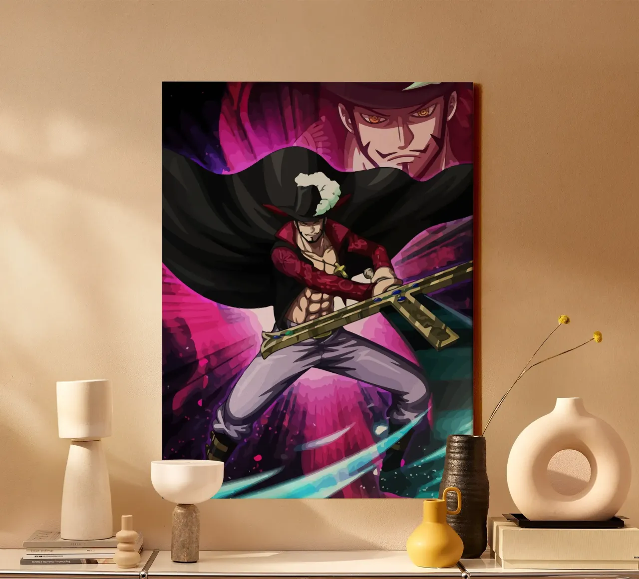 Black Mihawk One Piece canvas with Floater frame by Dumery Art