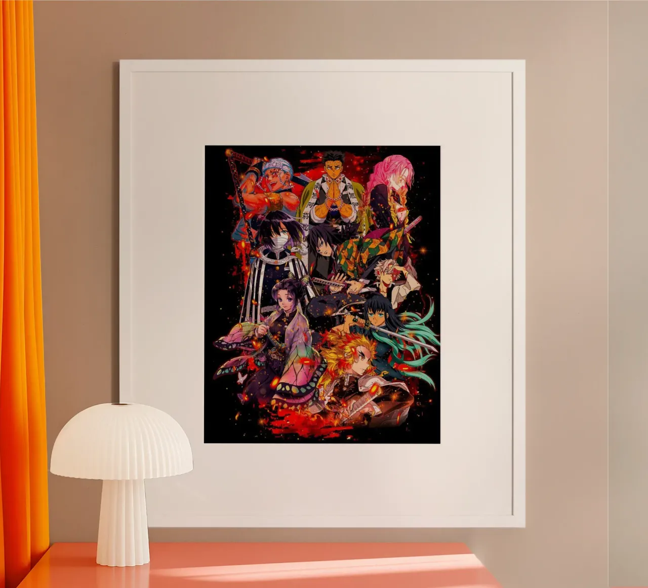 Maglietta Kimetsu No Yaiba Demon Slayerr poster con telaio in legno da igoshartwrks
