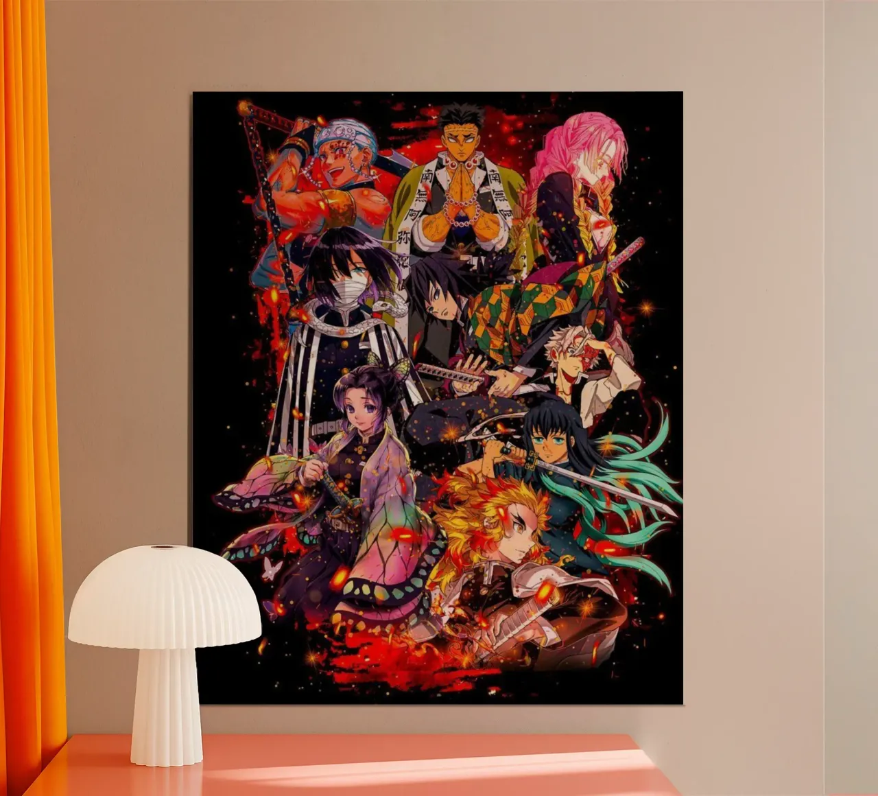 Maglietta Kimetsu No Yaiba Demon Slayerr poster con telaio in legno da igoshartwrks