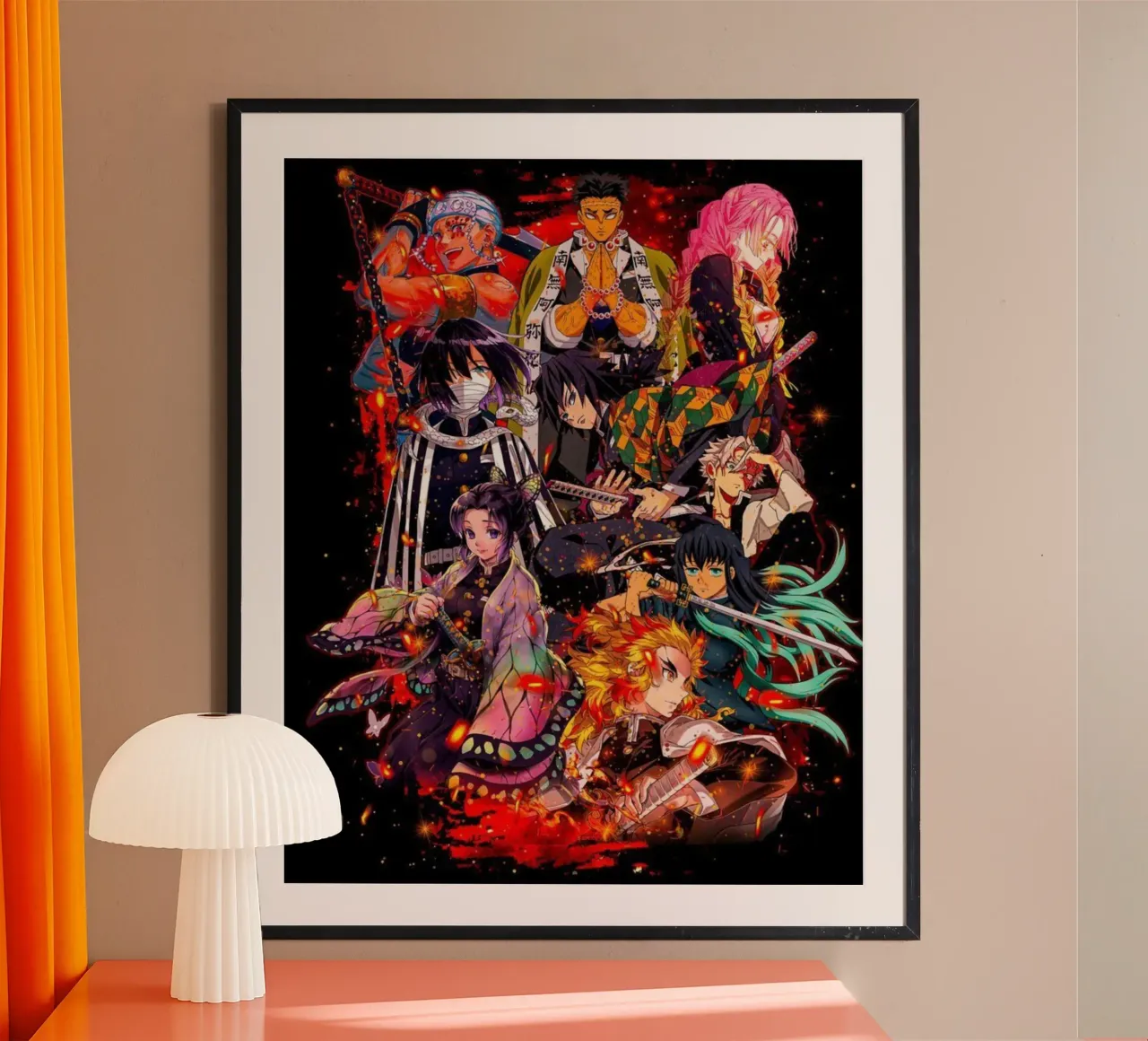 Maglietta Kimetsu No Yaiba Demon Slayerr poster con telaio in legno da igoshartwrks